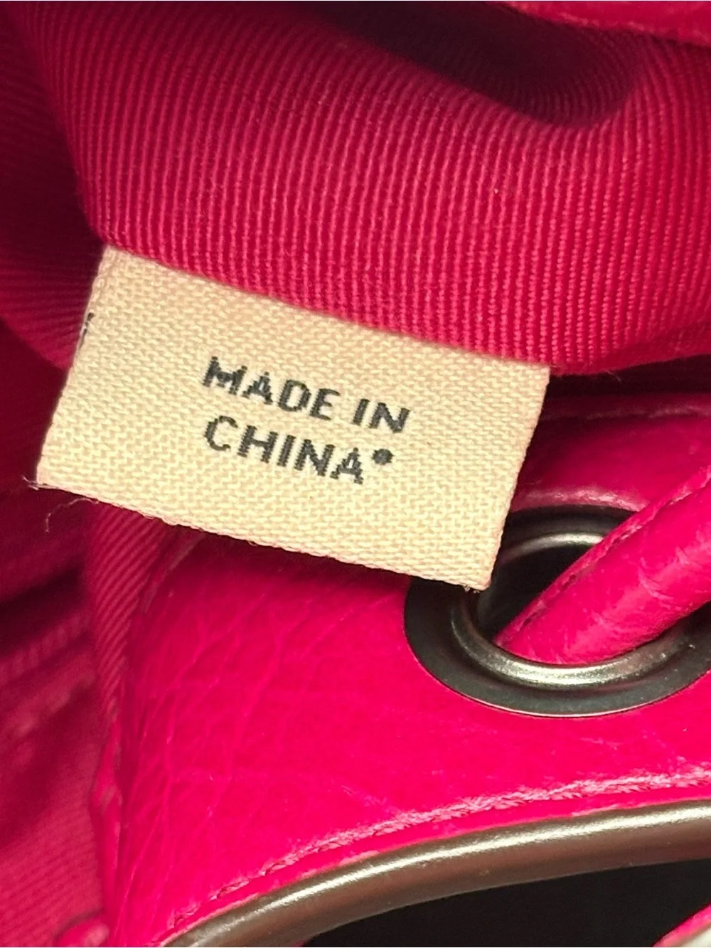 Coach Mickie Fuchsia Pebbled Leather Drawstring Crossbody Bag